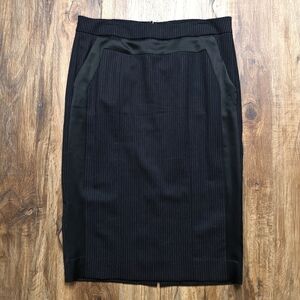 Bebe Black Pinstripe Back Zip Closure Pencil Skirt Size 6